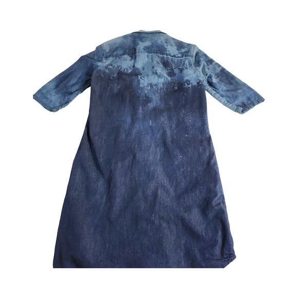 Calvin Klein Jeans Denim Shirt Dress Tie Dye Blue XS Button Front Midi‎ - Picture 10 of 11